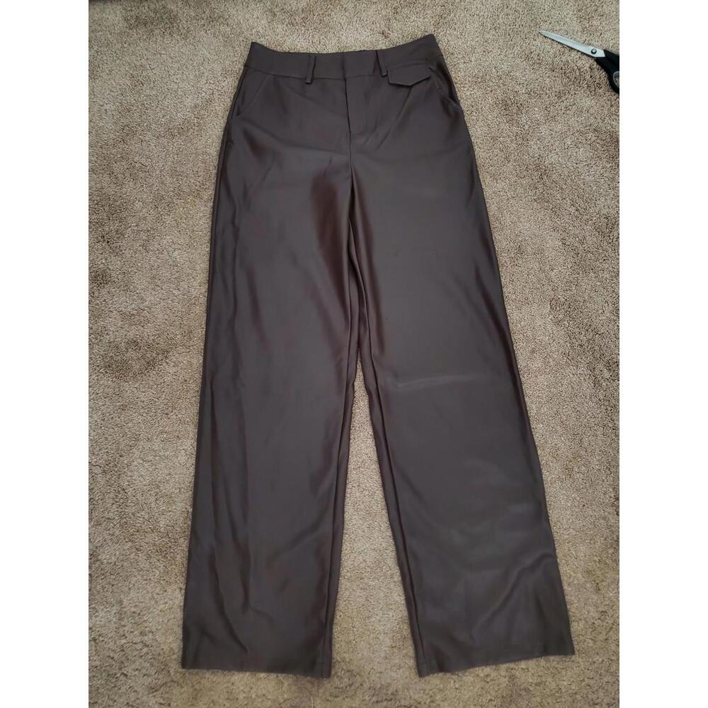 4th & Reckless Tristi Faux Leather Pants Women Sz L Maroon High Waist NWT